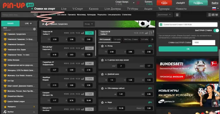 Ставки на спорт Pin-Up